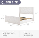 Velvet Upholstered Platform Bed with Geometric Tufted Headboard & Footboard