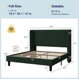 Bed Frame with Upholstered Wingback Headboard, Vertical Channel Tufted Velvet Platform Bed