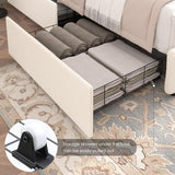 Modern Upholstered Bed Frame with 4 Drawers