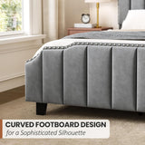 Grey Upholstered Platform Bed Frame with 46.8'' Tall  Tufted Headboard