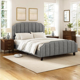 Grey Upholstered Platform Bed Frame with 46.8'' Tall  Tufted Headboard