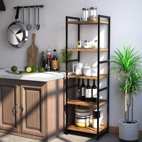 Industrial Style Ladder Bookcase Kitchen Rack (5 Tier) - waseeh.com