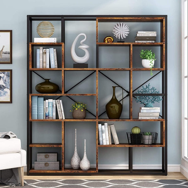 Staggered Living Room Bookcase Organizer Storage Rack Decor - waseeh.com