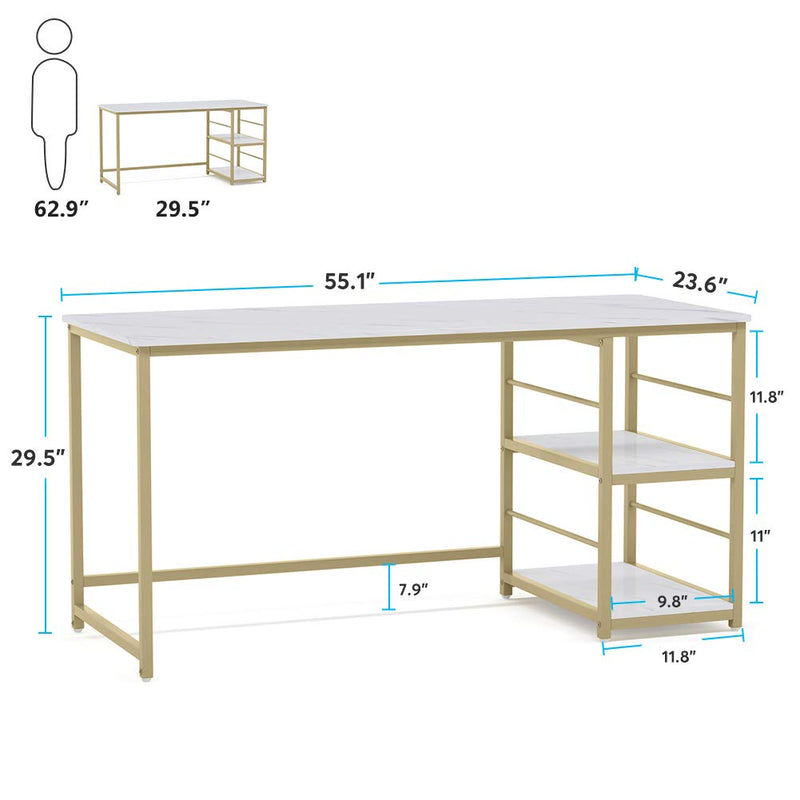 AVE Gold Home Office Workstation Writing Organizer Desk Table - waseeh.com