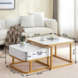 Etique Art Square End Coffee Table Slate Coffee Center Table (Set of 2)