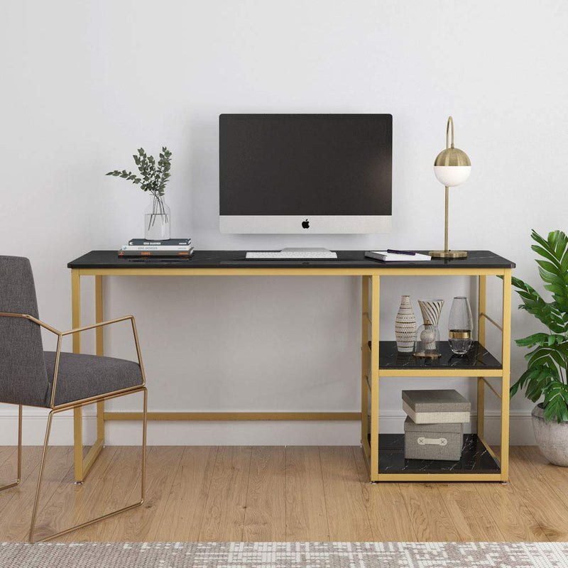 AVE Gold Home Office Workstation Writing Organizer Desk Table - waseeh.com