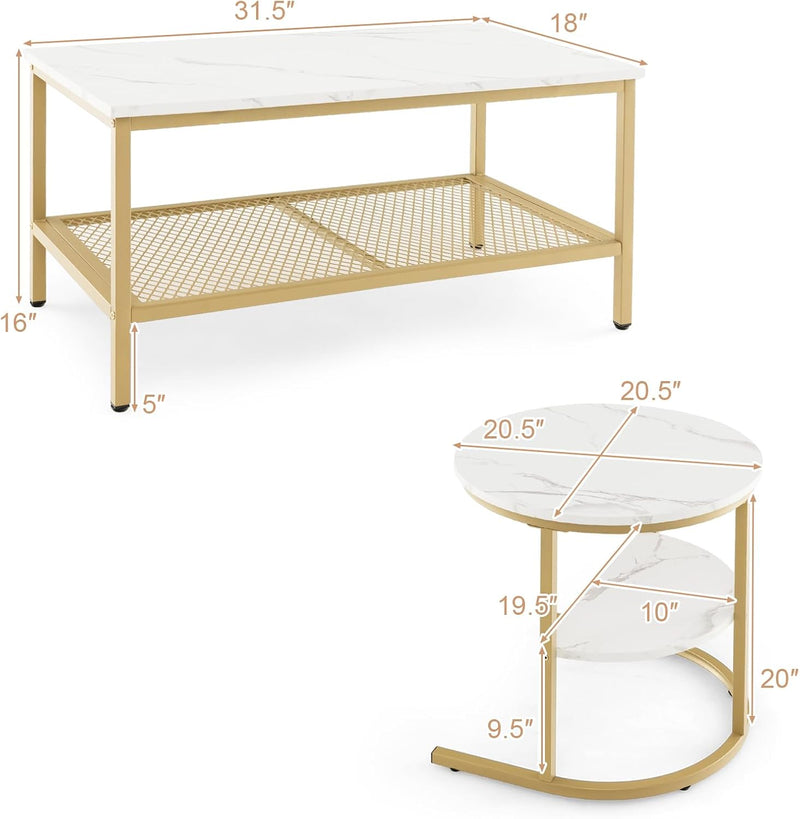 Gian Nesting Coffee Table Stacking Living Room Table (Set of 2)