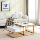 Etique Art Square End Coffee Table Slate Coffee Center Table (Set of 2)