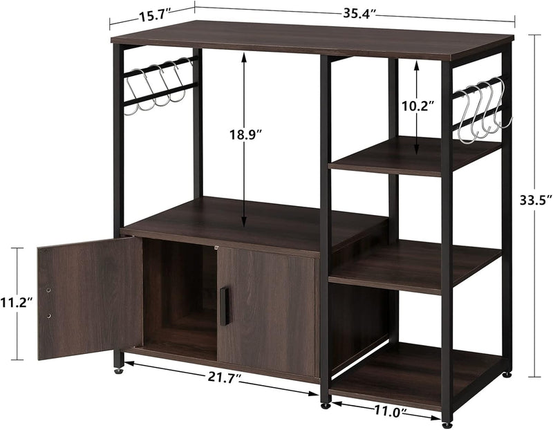 Iwell Living Dining Room Kitchen Microwave Stand Cabinet Utility Storage Shelve Rack