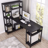 Reversible Hutch Home Office Workstation Bookcase Writing Organizer Desk Table - waseeh.com