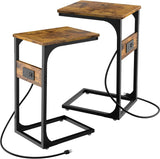 Erja C Shaped End Side Table with Charging Station