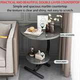 Mahfie Round Sofa Side Table, Snack Table Bedside Sofa End Table