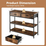 Kotulu Industrial Hallway Entryway Living Room Drawing Media LED Console Table