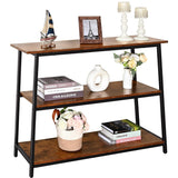Livo Floral Console Table with Shelves, 3-Tier Sofa Table with Storage Small Hallway Table Entryway Console Table