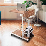 Movable Bed Side Computer Table With Wheels Storage Adjustable Table - waseeh.com