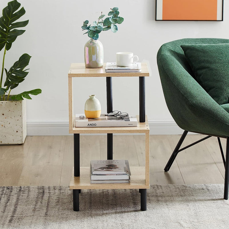 S-Shaped End Table with Storage Shelf - waseeh.com