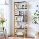 Golden Storage Modern Bookshelf for Home Office Living Room and Bedroom - waseeh.com