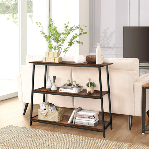 Livo Floral Console Table with Shelves, 3-Tier Sofa Table with Storage Small Hallway Table Entryway Console Table