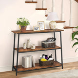 Livo Floral Console Table with Shelves, 3-Tier Sofa Table with Storage Small Hallway Table Entryway Console Table