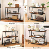 Livo Floral Console Table with Shelves, 3-Tier Sofa Table with Storage Small Hallway Table Entryway Console Table