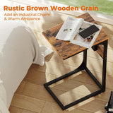 Erja C Shaped End Side Table with Charging Station
