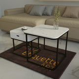 Etique Art Square End Coffee Table Slate Coffee Center Table (Set of 2)
