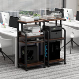 Printer Stand with Adjustable Storage Shelf, Large Tall Printer Table with Wheels - waseeh.com