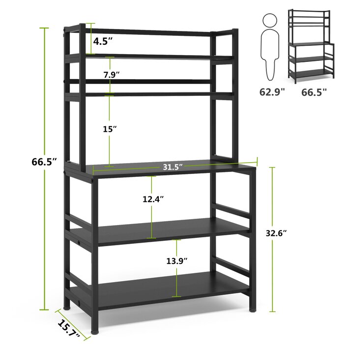 Breagha Wrought Iron Standard Baker's Rack with Microwave Compatibility - waseeh.com