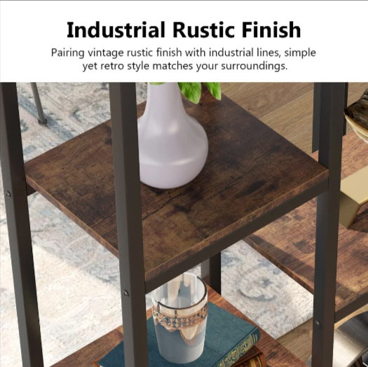 Industrial Blend Storage Bookcase Shelve Organizer Rack Decor - waseeh.com