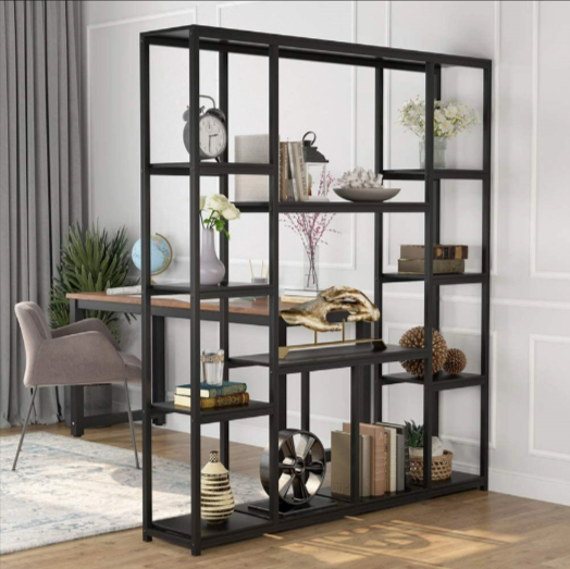 Industrial Blend Storage Bookcase Shelve Organizer Rack Decor - waseeh.com