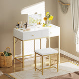 Jaree Vanity Dressing Drawers Home Office Desk Table With Stool