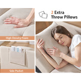 Sofa Bed 3 In 1 Convertible Sleeper Chair With Adjustable Backrest, Chair Bed With 2 Throw Pillows For Living Room