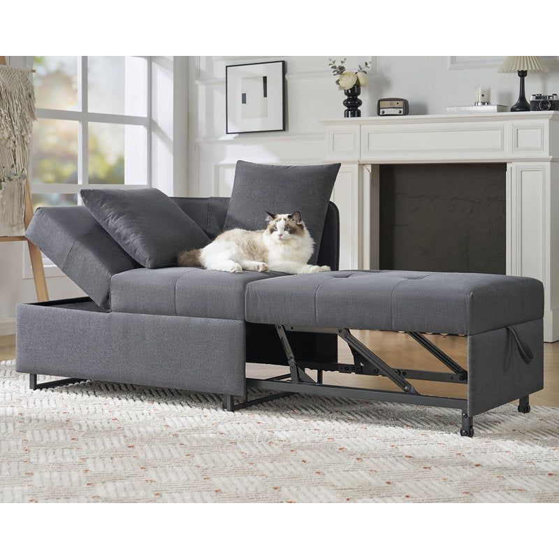 Sofa Bed 3 In 1 Convertible Sleeper Chair With Adjustable Backrest, Chair Bed With 2 Throw Pillows For Living Room