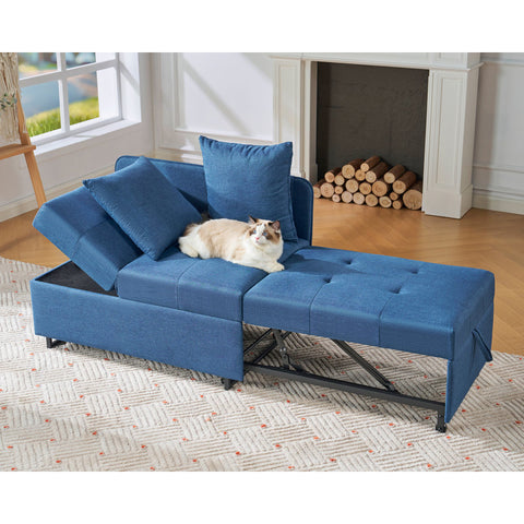 Sofa Bed 3 In 1 Convertible Sleeper Chair With Adjustable Backrest, Chair Bed With 2 Throw Pillows For Living Room
