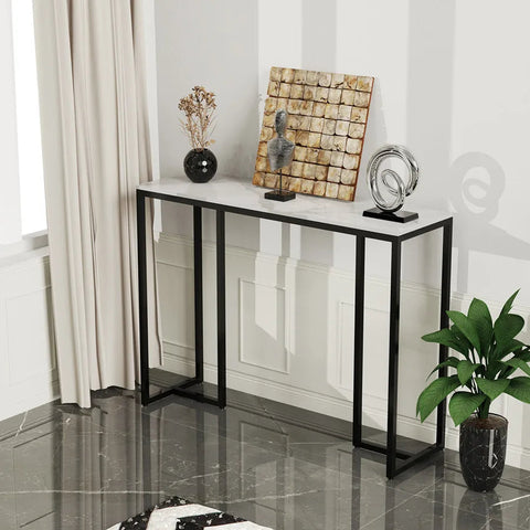 Modern White Marble Console Table Narrow Entryway Small Hallway Living Room Console Table