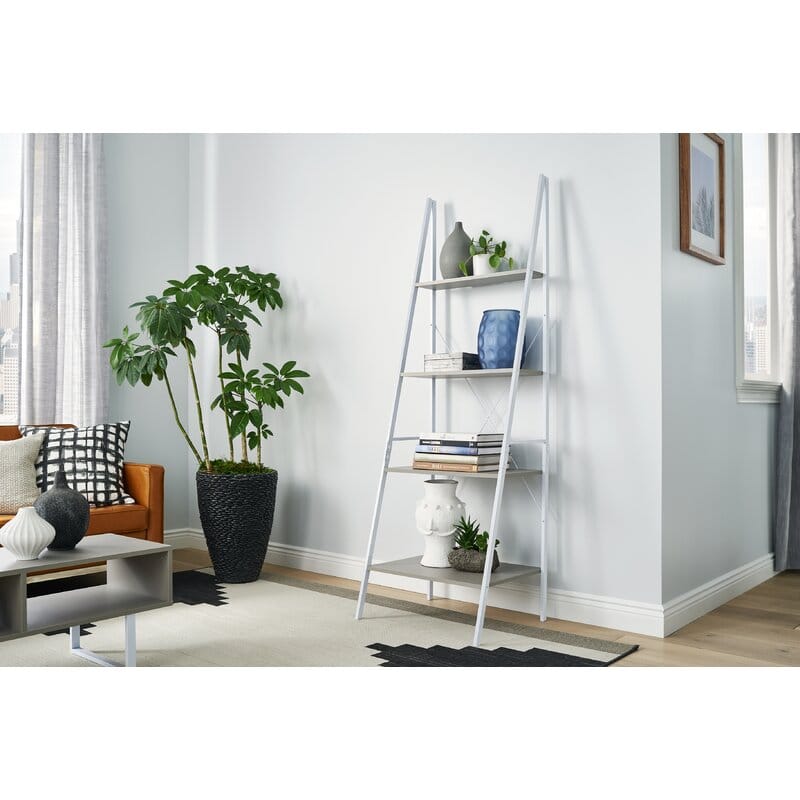 Ladder Curvy Bookcase Shelve Organizer Storage Rack Decor - waseeh.com