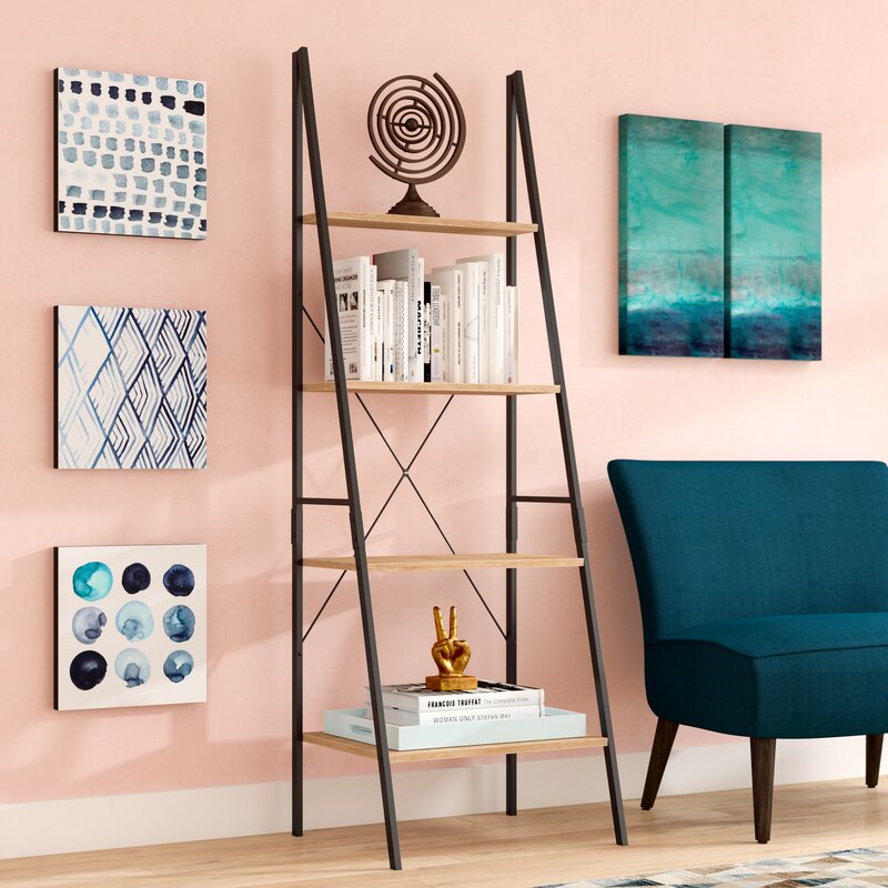 Ladder Curvy Bookcase Shelve Organizer Storage Rack Decor - waseeh.com