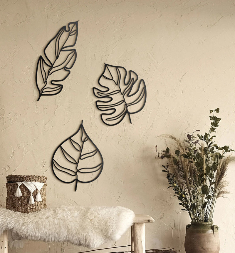 Animula Three Leaves Metal Wall Decor