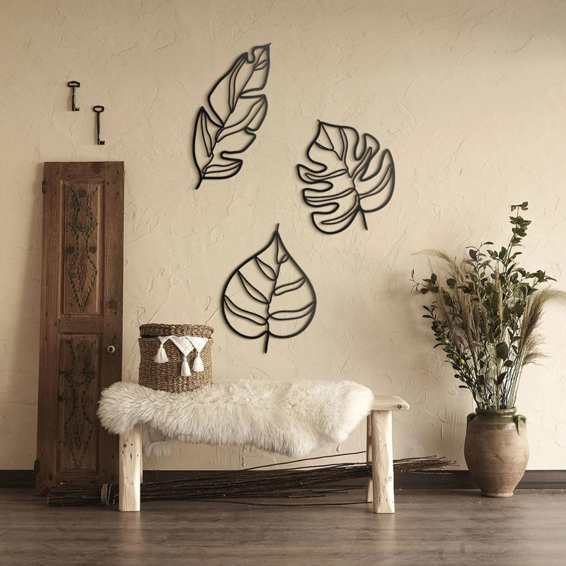 Animula Three Leaves Metal Wall Decor