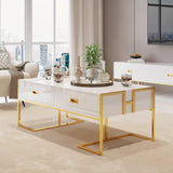 Jocise White Rectangular Living Lounge Bedroom Coffee Center Table - waseeh.com