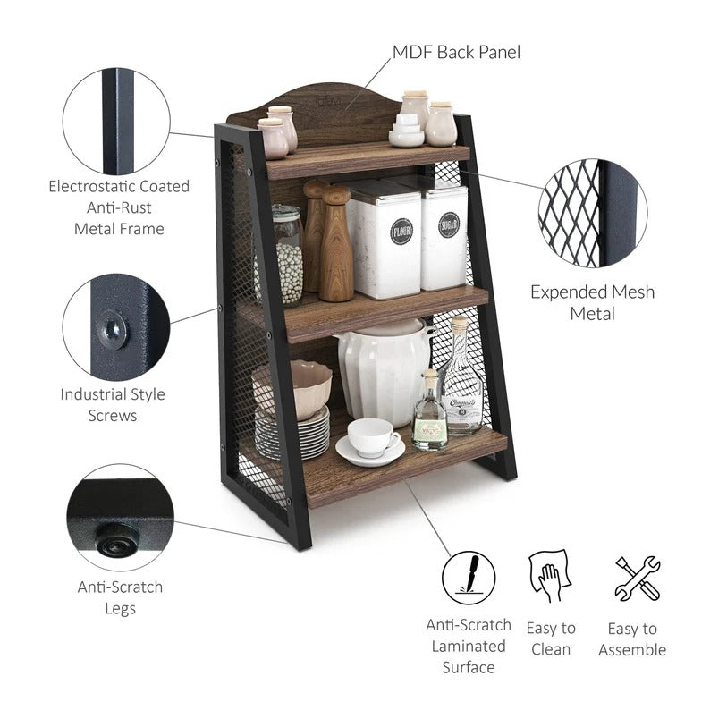 Trestle Modern Spice Coffee Kitchen Organizer Storage Rack - waseeh.com