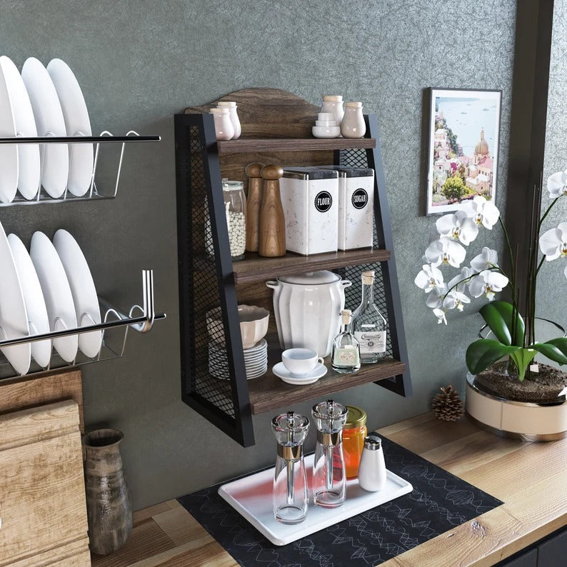 Trestle Modern Spice Coffee Kitchen Organizer Storage Rack - waseeh.com