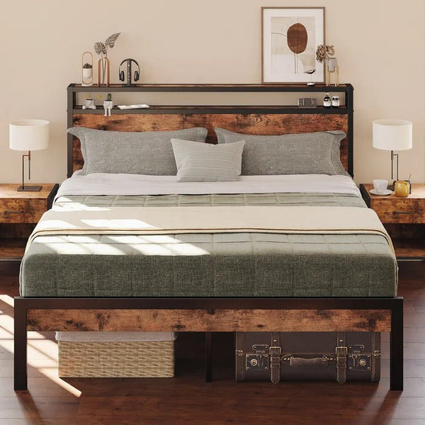 Gedeus Compact Platform Bed Low Bedroom Bed (2 Tier)