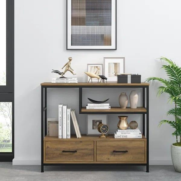 Zatora Hallway Entryway Bookshelve Organizer Console Table