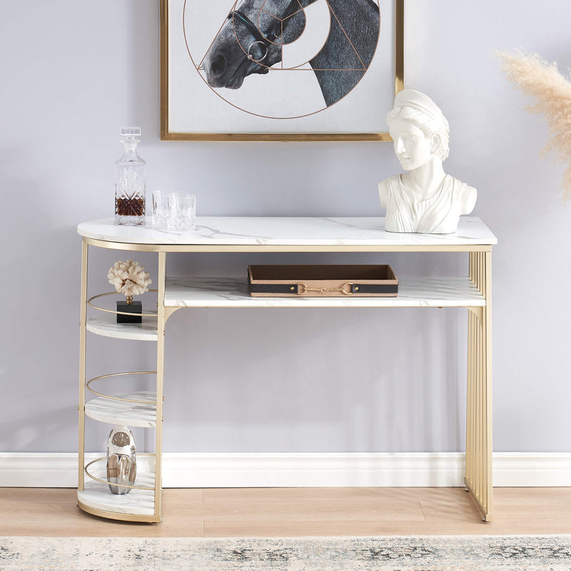 Vinita Console Table for Entryway Gold Entryway Table with Storage - waseeh.com