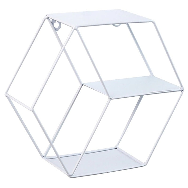 Wall-Mounted "Hexagonal" Floating Metal Storage Shelve Frame Decor - waseeh.com