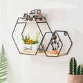 Wall Floating Hexy Floating Metal Frame Solid Wood Shelve Decor - waseeh.com