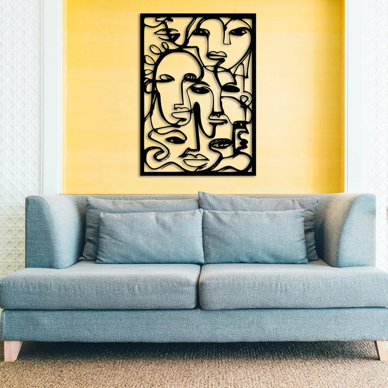 Abstract Faces Metal Wall Decor