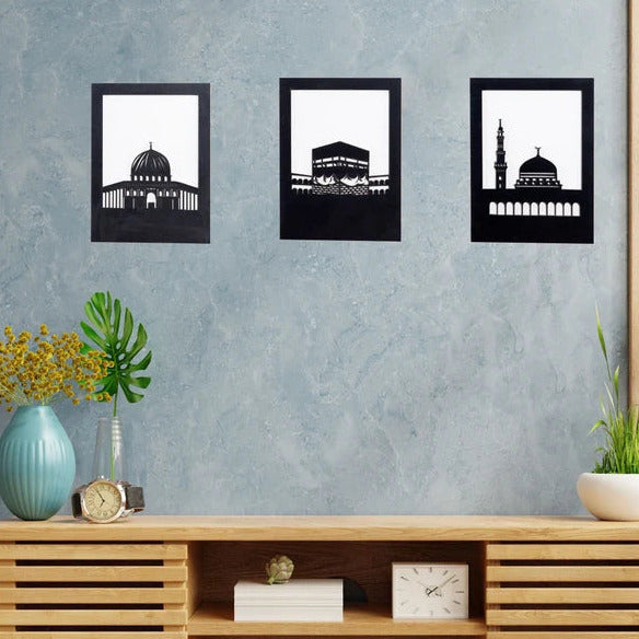 Islamic wall art set with Kaabe Metal Wall Decor