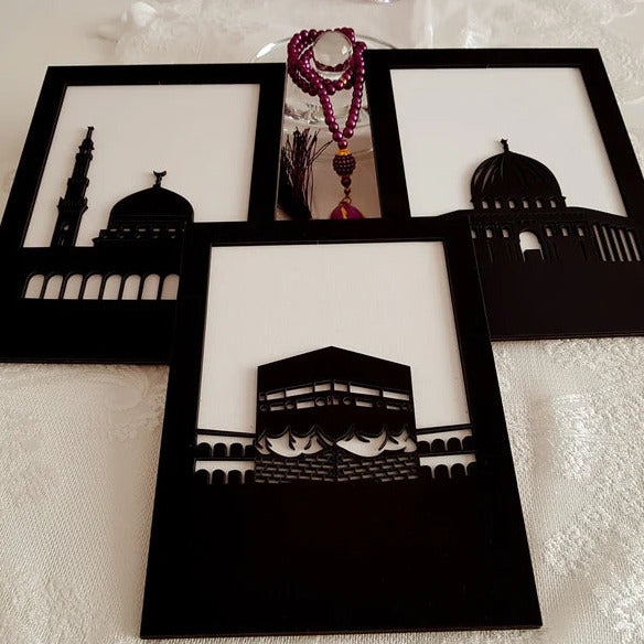 Islamic wall art set with Kaabe Metal Wall Decor